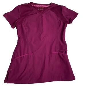 HEARTSOUL Purple Stretchy‎ Scrub Top XXS Extra Extra Small V Neck Pockets